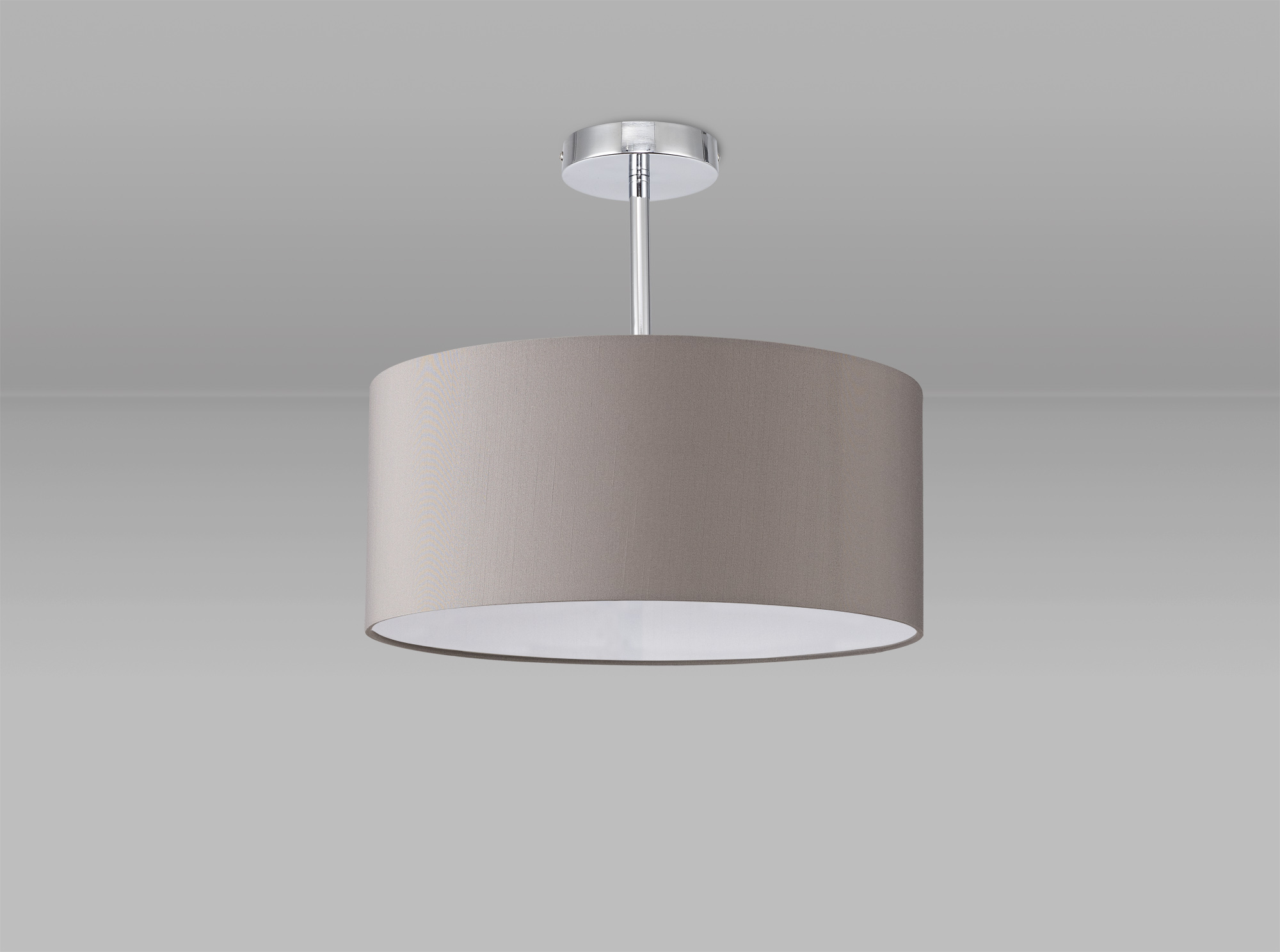 Baymont 40cm Semi Flush 1 Light Polished Chrome, Grey DK0094  Deco Baymont
